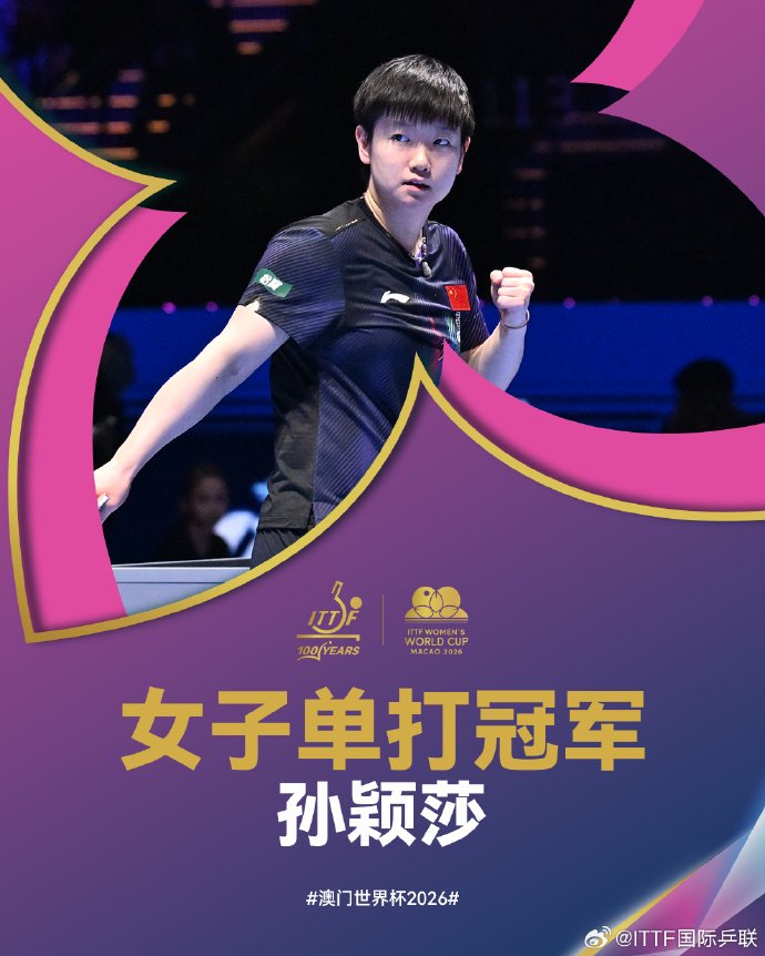 PC蛋蛋预测-世界杯三连冠封神，创造乒坛历史！孙颖莎发文：每一场球都全力以赴、拼到最后|澳门|国际乒联|王曼昱|樊振东|女单_新浪体育_新浪新闻